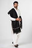 Men's Winter Pashmina Woolen Shawl - (Black) - JS-01