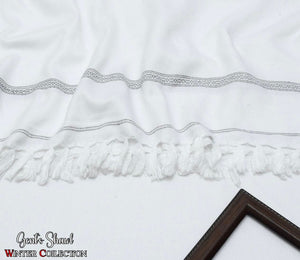 Men's Winter Pashmina Woolen Shawl - (Off White) - JS-03